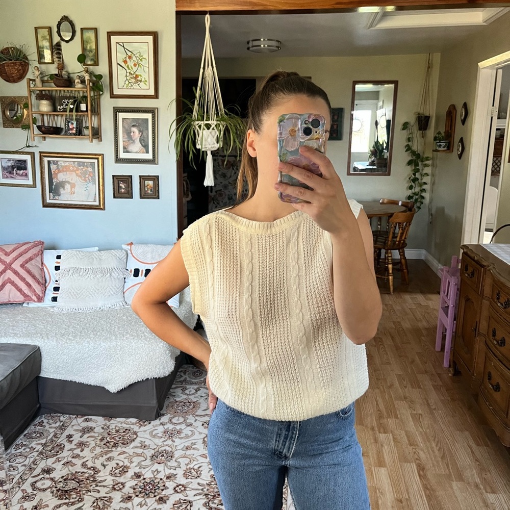 Vintage Cream Knit Top